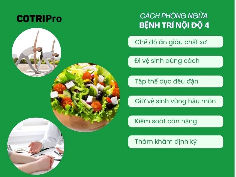 Biện pháp phòng ngừa trĩ nội độ 4