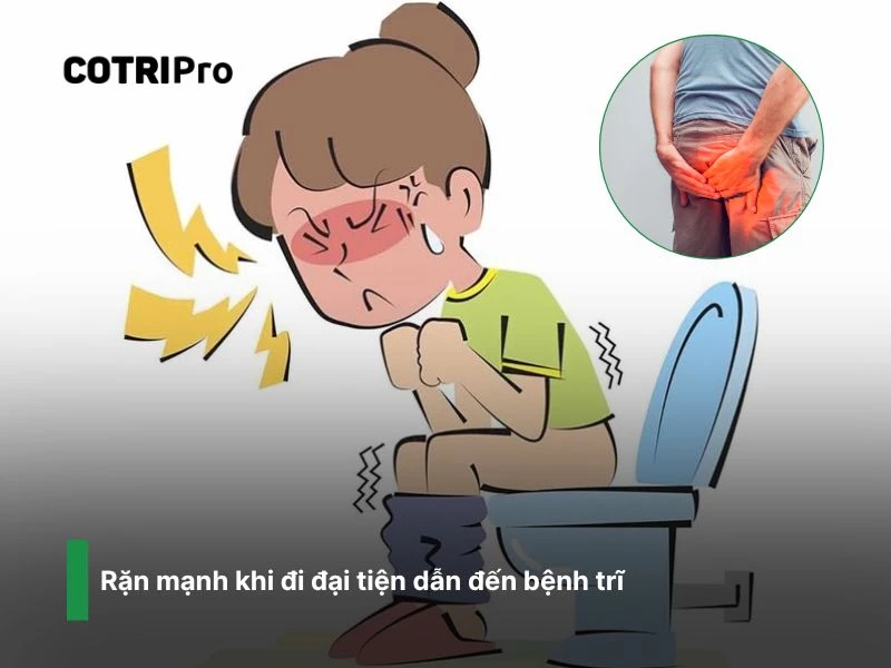 Rặn mạnh dễ làm rách búi trĩ